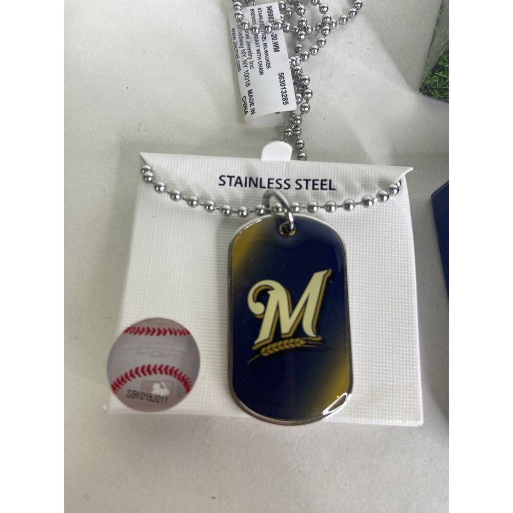 Milwaukee Brewers Dog Tag Necklace Stainless Steel MLB Licensed with Gift Box